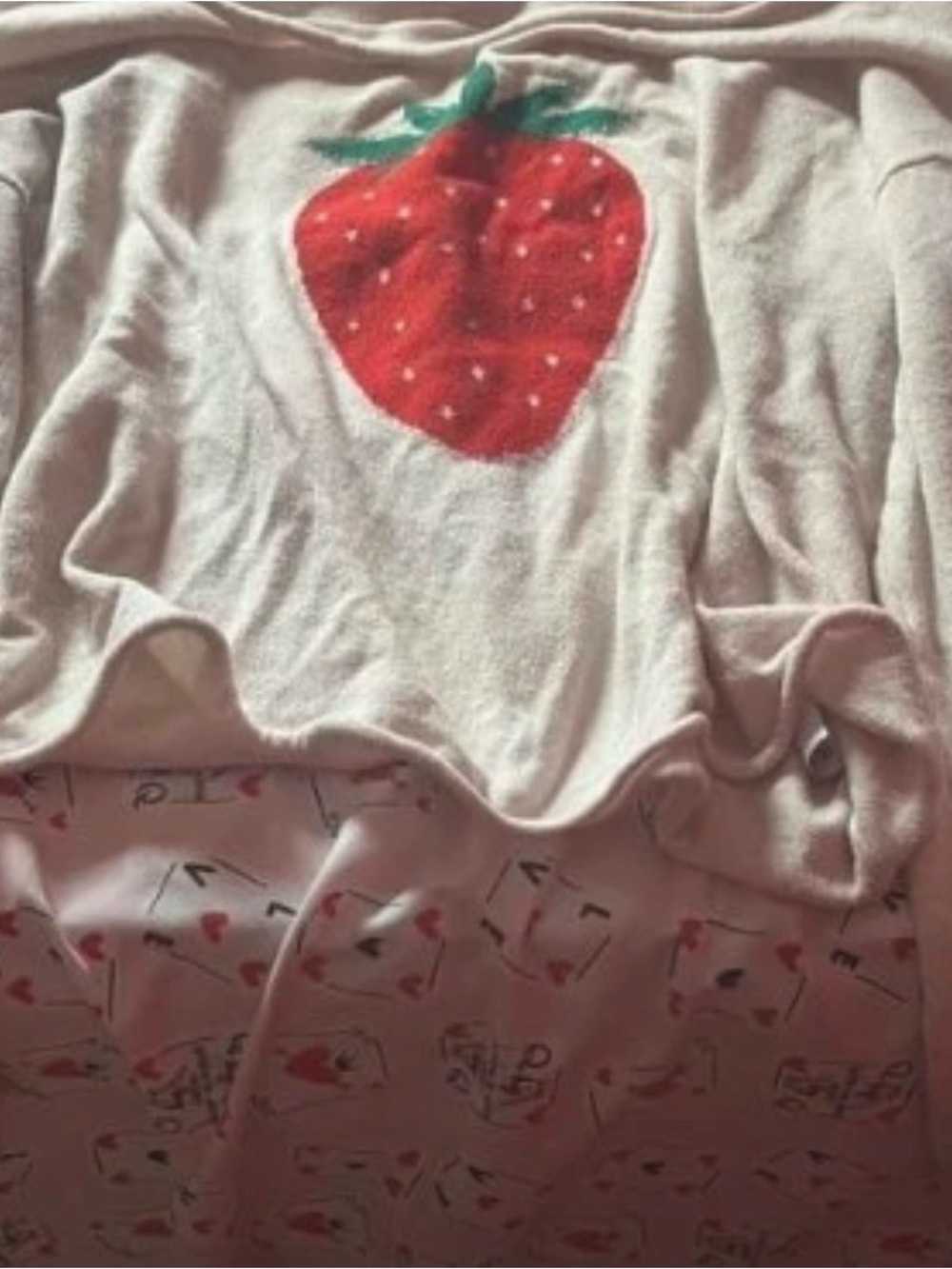 off white strawberry crop sweater